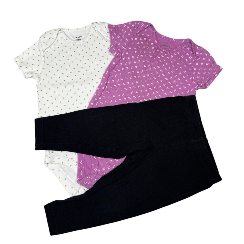 Carter's Matching Outfit Bundle Girls Purple White Black 12 Months